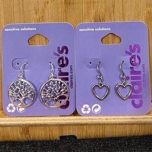 🌟✨Claire’s Girls’ Earrings – Silver Tone, NWT❤️